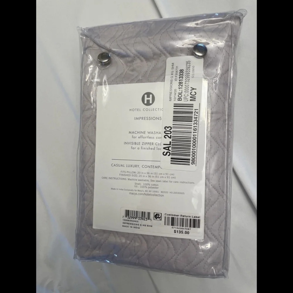 NIB Hotel Collection Impressions‎ Quilted (1) King Sham Pillow Case